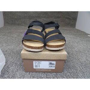 PLAKTON Women's Black Nubuck Leather Platform Comfort Sandals US 11 EU 42 NEW